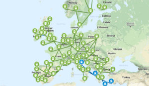 linhas de trem na Europa
