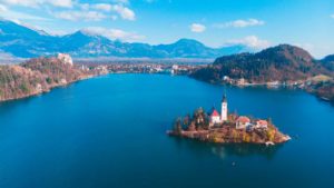 Lago Bled, na Eslovênia, um dos países da Europa