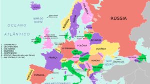 Mapa com todos os países da Europa